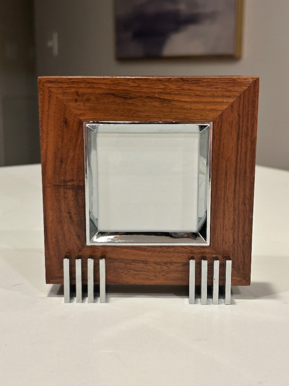 Vintage Modern Thomas O'Brien Wood Chrome Mini Square Picture Frame Target 4.5x5